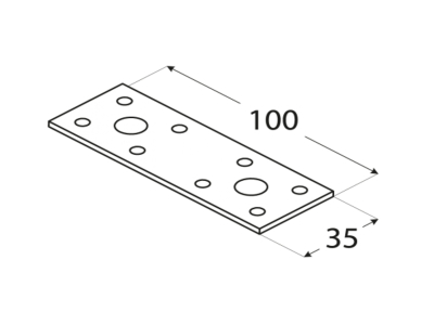 Планка права с широк отвор LP1H 100х35х2.5mm