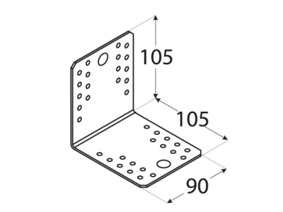 Corner plate with a wide opening KL5 105х105х90mm