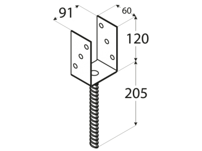 Основа за греда с шиш PS90U/PS4 91х325х120mm