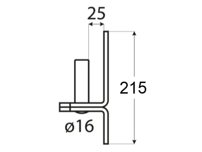 Hinge carrier with plate C Ф16х25 150х60х215х3.5mm black