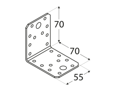 Планка ъглова с широк отвор KL2 70х70х55mm