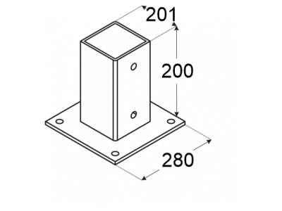 Base for a square beam PSP200 201х200х260х2.5mm