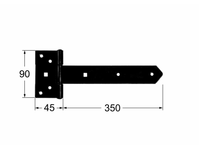 Decorative hinge for a gate ZB 350 350х45х90х3.0mm Bl