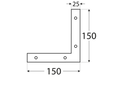 Corner plate for joinery NA1 150х150х25mm
