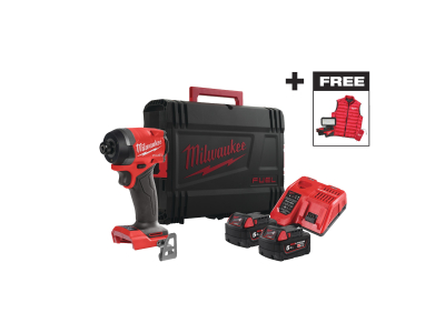 Milwaukee M18 FID3MC-502X Brushless Impact Driver with 2 5Ah Batteries, Case and Gifts