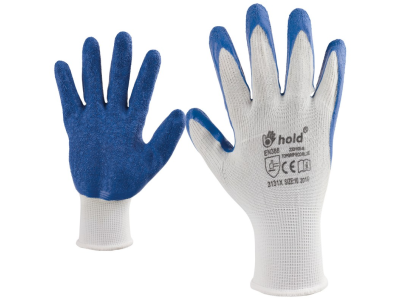 Elastane gloves. polyester melted in latex 233105-B n10 Card topgrip eco-blue